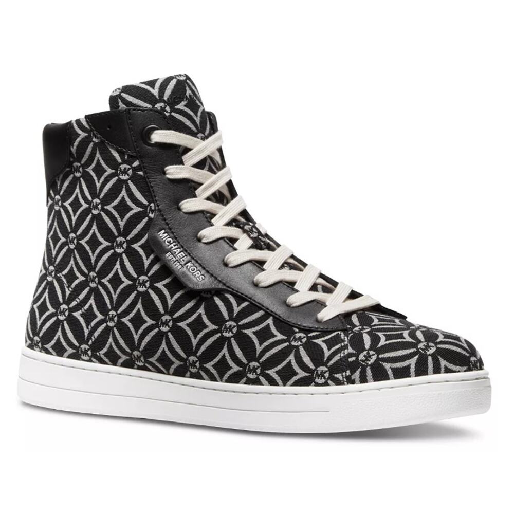 MICHAEL KORS Men's Keating Diamond Print High-Top Sneaker Black/Cream 9.5